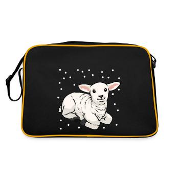 Baby Lamb Sheep Happy Easter Snow Sheep - Retro Bag - black/gold - Back