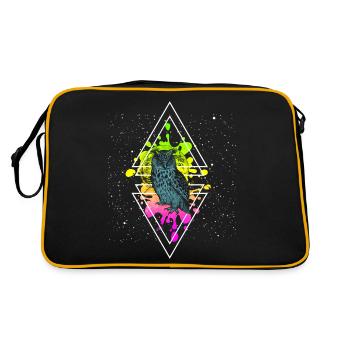 Owl Full Moon Colorful Geoemtrie - Retro Bag - black/gold - Back