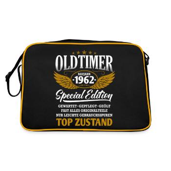 Oldtimer Baujahr 1962 Geburtsjahr Geburtstag - Retro Tasche - Schwarz/Gold - Hinten