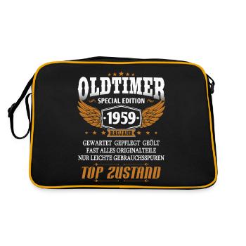 Oldtimer Baujahr 1959 geboren Geburtstag Spruch - Retro Tasche - Schwarz/Gold - Hinten