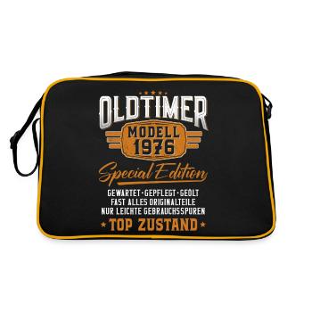 Oldtimer Baujahr 1976 Geburtstagsspruch - Retro Tasche - Schwarz/Gold - Hinten