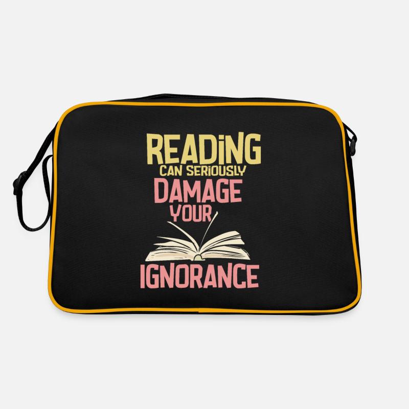 Reading Can Seriously Damage Your Ignorance - Retro Tasche - Schwarz/Gold