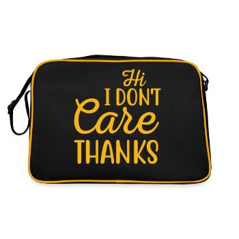 Hallo, es ist mir egal, danke, sarkastische Neuheit, lustig - Retro Tasche - Schwarz/Gold - Hinten