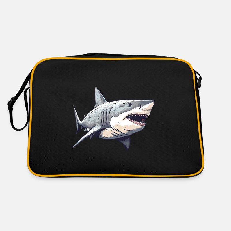 Weißer Hai - Retro Tasche - Schwarz/Gold
