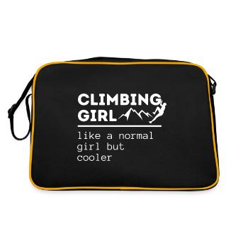 Climbing Girl Climb Climber Rock Mountain Wall - Retro Bag - black/gold - Back