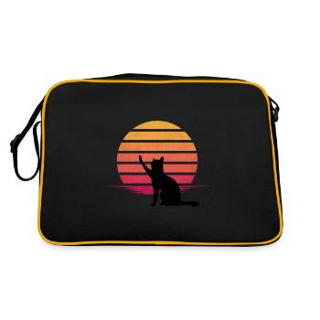 Cat looking at sunset - Retro Bag - black/gold - Back