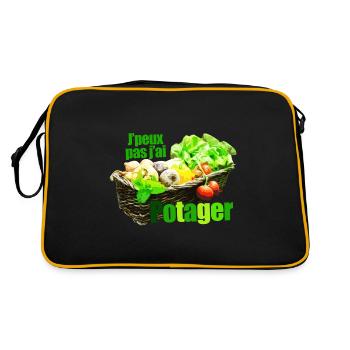 J'peux pas j'ai potager panier de légumes stylisé - Sac Retro - noir/or - Dos
