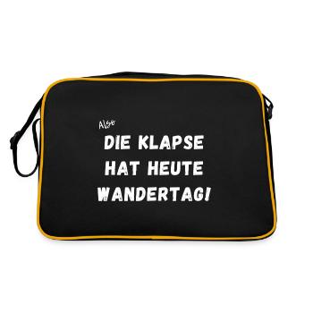 Die Klapse hat Heute Wandertag. - Retro Tasche - Schwarz/Gold - Hinten