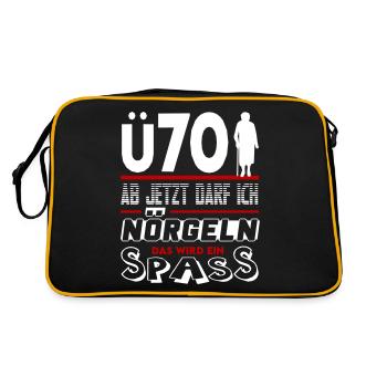 Frau Sprüche Geburtstag Ü Party Spass Nörgeln 70 - Retro Tasche - Schwarz/Gold - Hinten