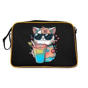 Katzenliebe im Cocktail-Style - Retro Tasche - Schwarz/Gold - Hinten