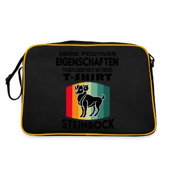 Geburtstag Sternzeichen Retro Steinbock - Retro Tasche - Schwarz/Gold - Hinten