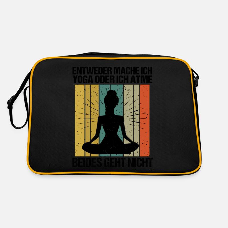 Sprüche Yoga Frau oder atmen Geht nicht Retro Tasche