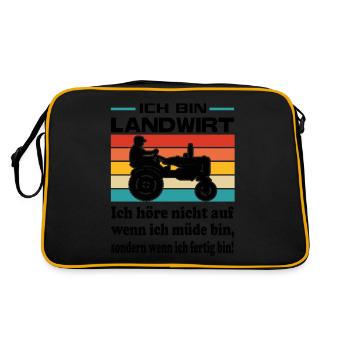 Bauern Protest Landwirt Schnauze voll - Retro Tasche - Schwarz/Gold - Hinten