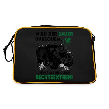 Bauern Proteste Demostration Politik Rechtsextrem - Retro Tasche - Schwarz/Gold - Hinten