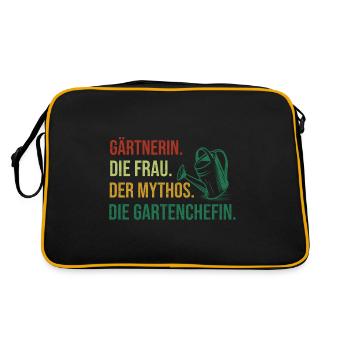 Gärtnerin Garten Gartenarbeit Gartenarbeit Gießen - Retro Tasche - Schwarz/Gold - Hinten
