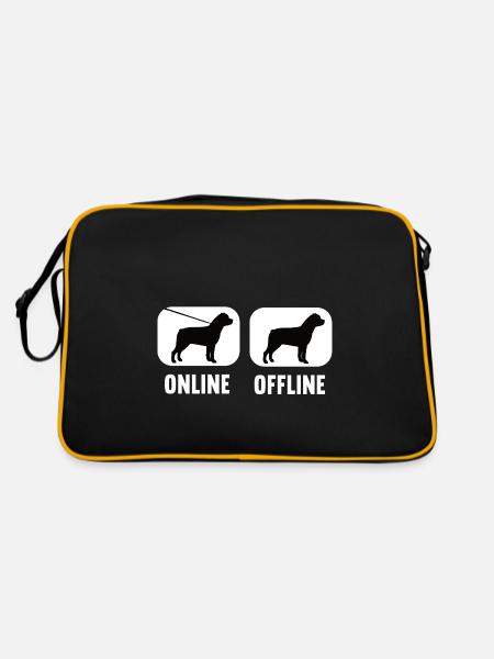 Online Offline Rottweiler Rottie Rottiebesitzer - Retro Tasche - Schwarz/Gold - Hinten