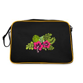 Fleurs d'Hibiscus tropicales d'Hawaï Fleur d'Hibiscus Rose - Sac Retro - noir/or - Dos