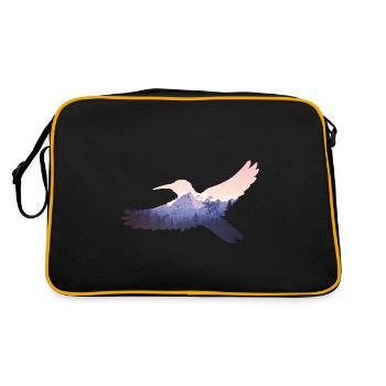 Kolibri vogel Berge fliegen natur paradiesvogel - Retro Tasche - Schwarz/Gold - Hinten