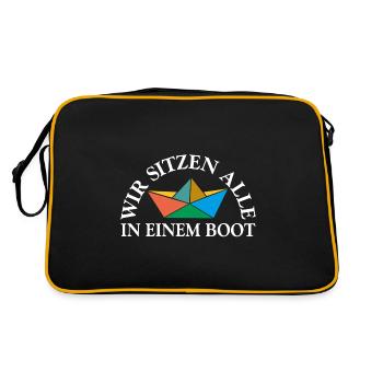 Alle in einem Boot - Retro Tasche - Schwarz/Gold - Hinten