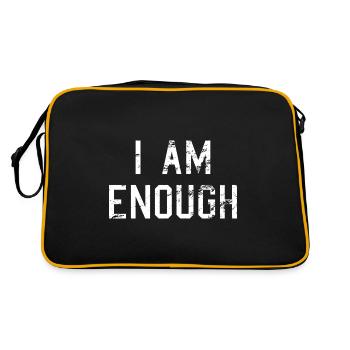 Ich bin genug - Christliche Sprüche - Retro Tasche - Schwarz/Gold - Hinten