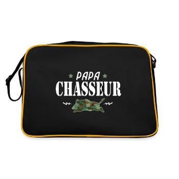 Cadeau papa papa chasseur chasse sanglier - Sac Retro - noir/or - Dos