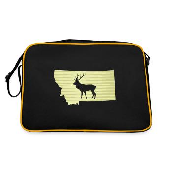 Elks of Montana Kartendesign für stolze Montaner - Retro Tasche - Schwarz/Gold - Hinten