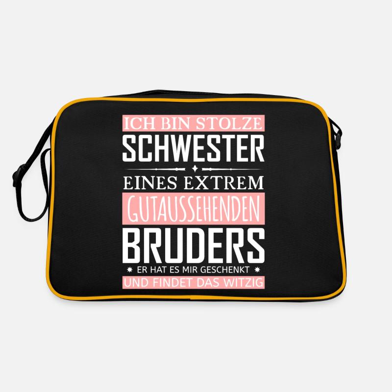 Stolze Schwester Eines Gutaussehenden Bruders Retro Tasche