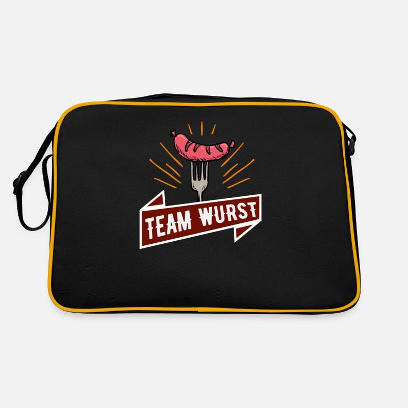 Team Wurst Bratwurst Fans Grillmeister - Retro Tasche - Schwarz/Gold