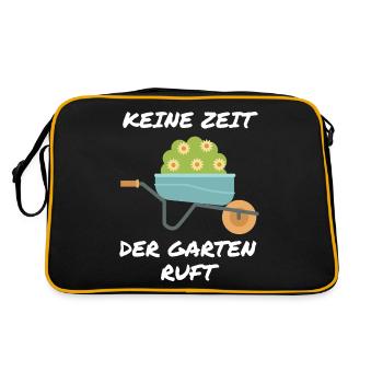 Keine Zeit - der Garten ruft - Retro Tasche - Schwarz/Gold - Hinten