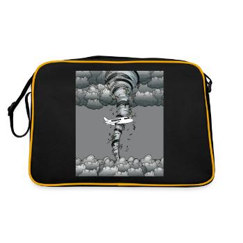 Tornado Flugzeug Sturm Wetter - Retro Tasche - Schwarz/Gold - Hinten