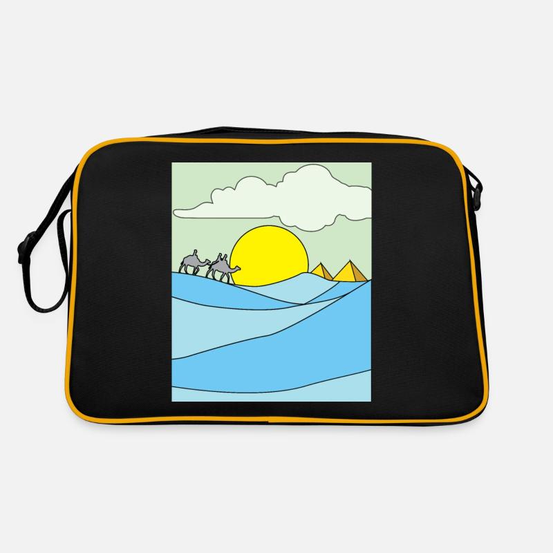Retro Pyramide Wüste Sonne - Retro Tasche - Schwarz/Gold