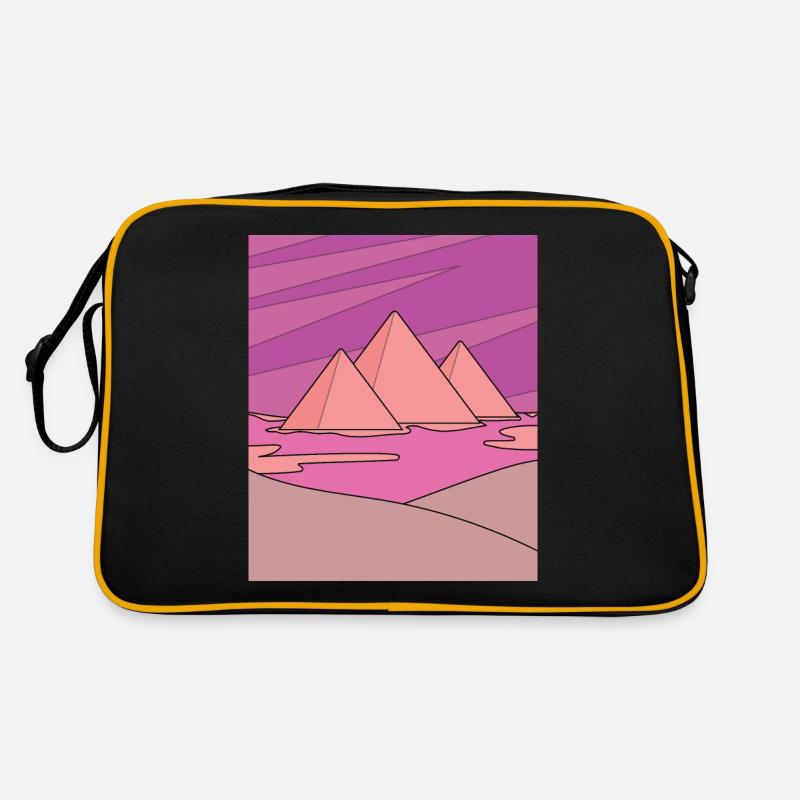 Retro Pyramide Wüste Sonne - Retro Tasche - Schwarz/Gold
