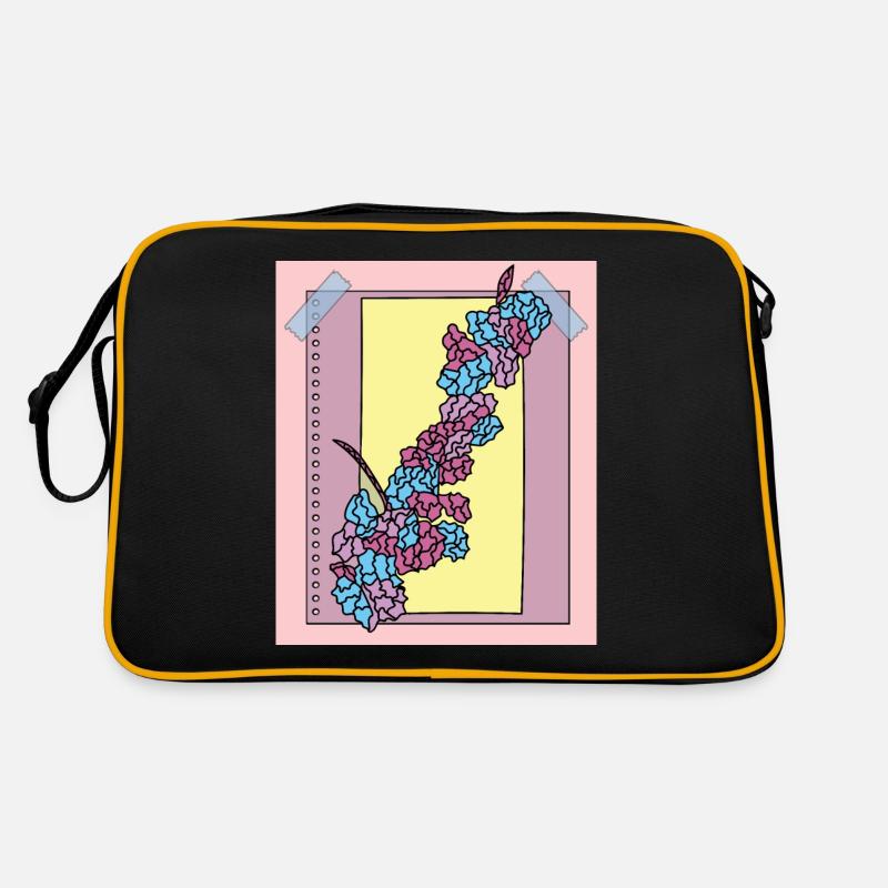 Vintage Fleurs Colorées - Sac Retro - noir/or