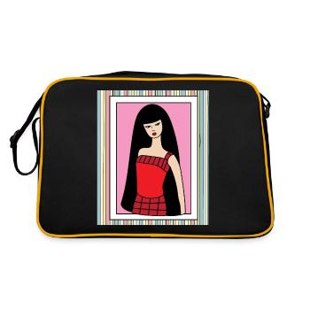 Bunte Retro Puppe - Retro Tasche - Schwarz/Gold - Hinten