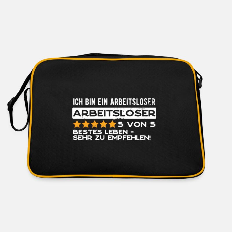 Ich bin ein arbeitsloser Arbeitsloser - Retro Tasche - Schwarz/Gold