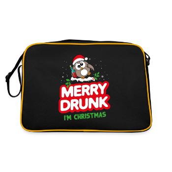 Celebrating Christmas drunk wine funny sayings - Retro Bag - black/gold - Back