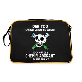 Chemielaborant der Tod lächelt jedem ins Gesicht - Retro Tasche - Schwarz/Gold - Hinten