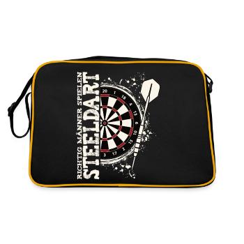 Richtige Männer spielen Steeldart Dart Kneipe Fun - Retro Tasche - Schwarz/Gold - Hinten