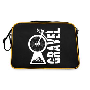 Gravel bike design with wheel and mountain motif - Retro Bag - black/gold - Back