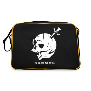 Skull with Dagger and Hamlet Quote - Retro Bag - black/gold - Back