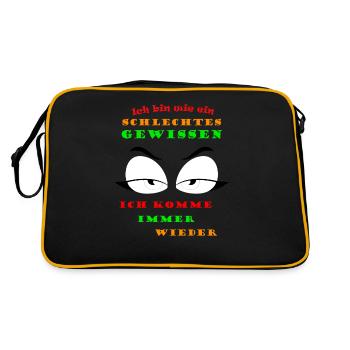 Ich bin wie Schlechtes Gewissen - Retro Tasche - Schwarz/Gold - Hinten