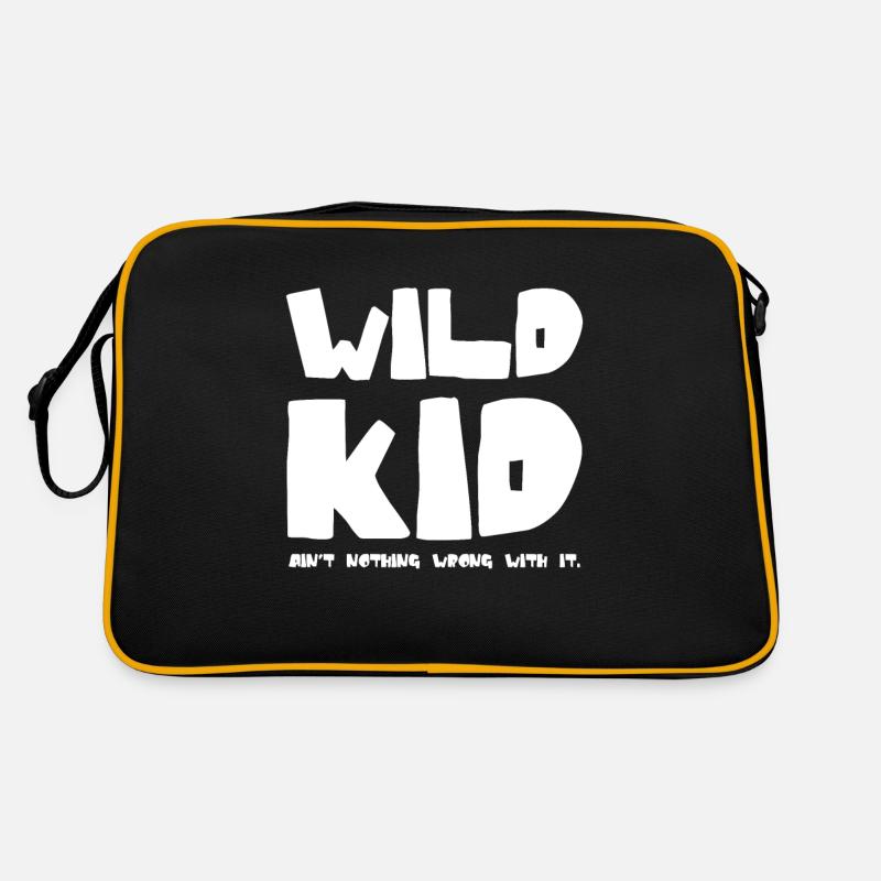 Wild Child Saying in Thick Font Retro Bag
