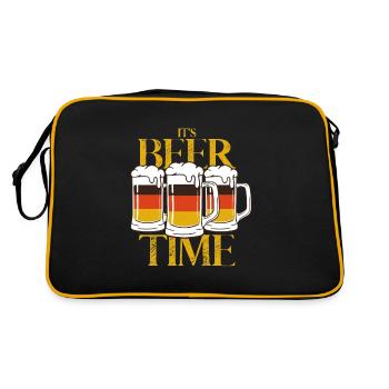 It's Beer Time Lustiger Spruch Bier Deutschland - Retro Tasche - Schwarz/Gold - Hinten