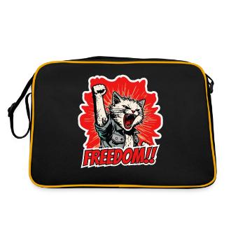 Rebellious cat screams for freedom and power - Retro Bag - black/gold - Back