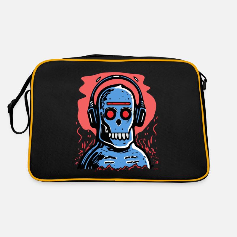 Zombie monkey with blue headphones Retro Bag