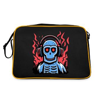 Blaue Kopfhörer mit Disco-Zombie-Affen - Retro Tasche - Schwarz/Gold - Hinten