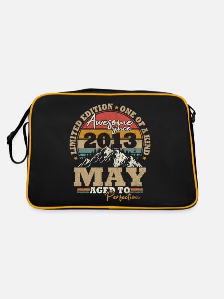 Mai 2013 Vintage Geburtstagsgeschenk 10 Jahre - Retro Tasche - Schwarz/Gold - Hinten