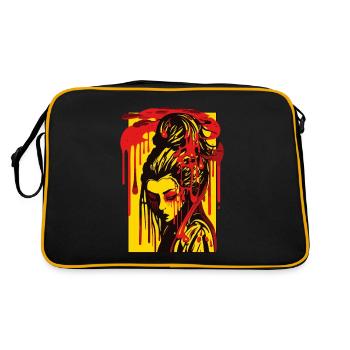 Colored drops and Japanese geisha girl - Retro Bag - black/gold - Back