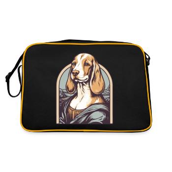 Lisa Gemälde Parody mit einem Beagle Hund - Retro Tasche - Schwarz/Gold - Hinten