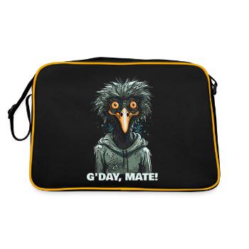 G'day Mate: Australian Emu Cartoon - Retro Bag - black/gold - Back